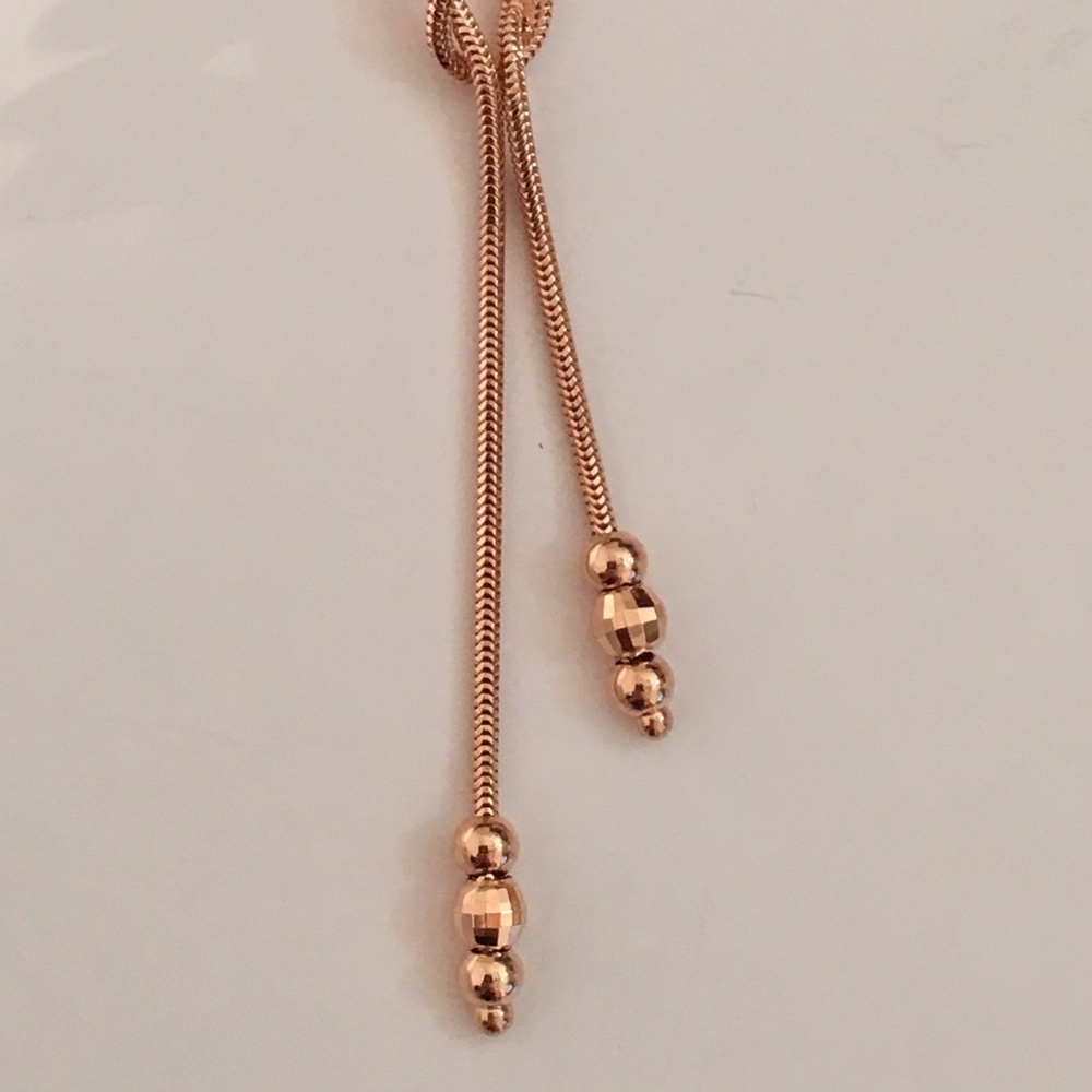 14K Solid Rose Gold Bead Rope Chain Necklace 20"